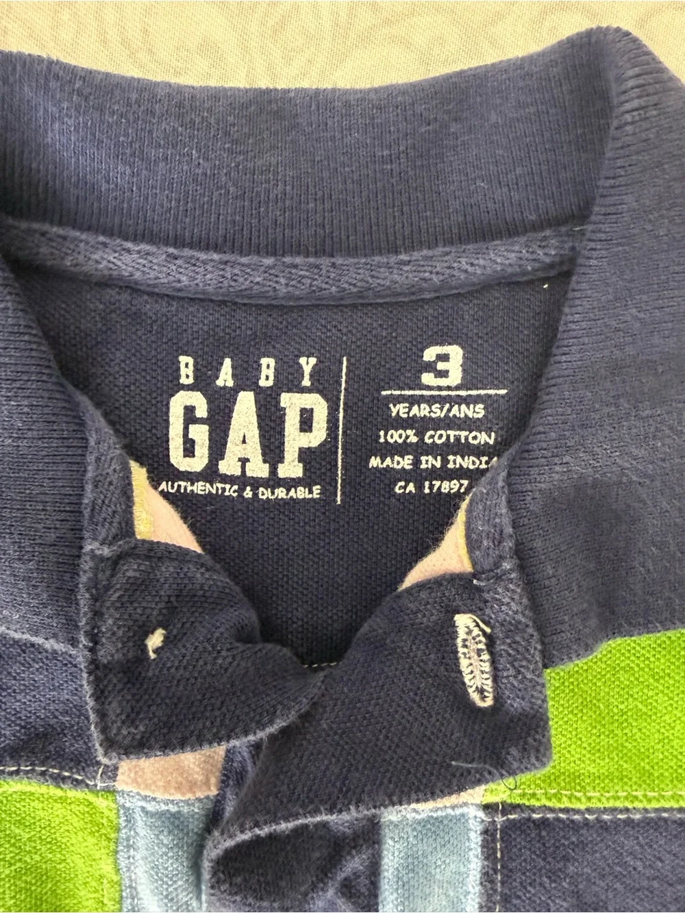 Vintage Y2K Baby Gap Preppy Patchwork Colorblock Cotton Polo Shirt Size 3 Years